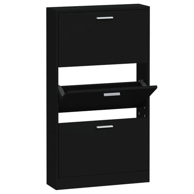 vidaXL Schuhschrank Schwarz 59x17x108 cm Holzwerkstoff 342528
