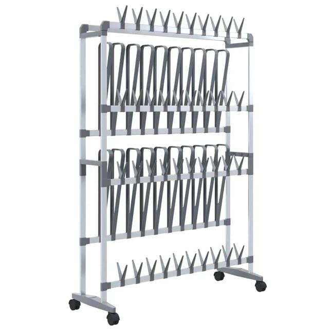 vidaXL Schuhregal mit Rollen Silbern 89x27x120 cm 344370