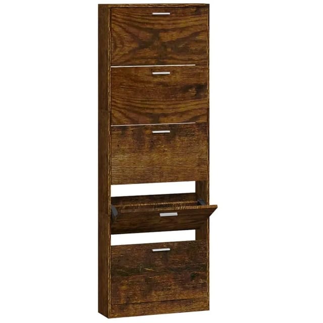 vidaXL Schuhschrank Räuchereiche 59x17x169 cm Holzwerkstoff 342515