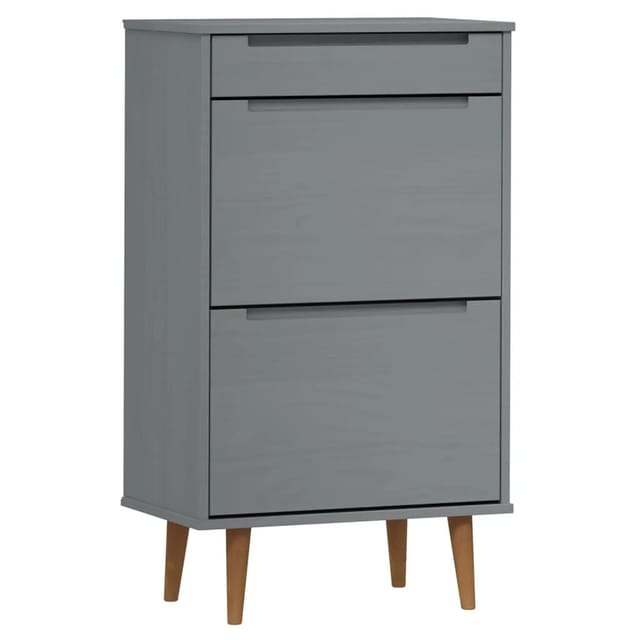 vidaXL Schuhschrank MOLDE Grau 59,5x35x103 cm Massivholz Kiefer 350527