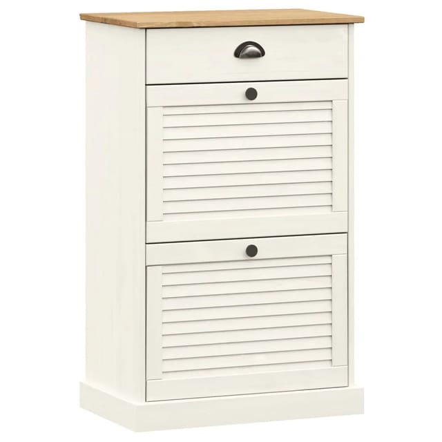 vidaXL Schuhschrank VIGO 60x35x96 cm Weiß Massivholz Kiefer 353170