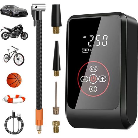 Tragbarer Luftkompressor, 4000 Mah Akku-autoreifenfüller, 150 Psi Mini-elektropumpe Für Fahrräder Mit Led-licht Und Digitalanzeige, Elektrokompressor Für Auto, Motorrad, Fahrrad, Ball