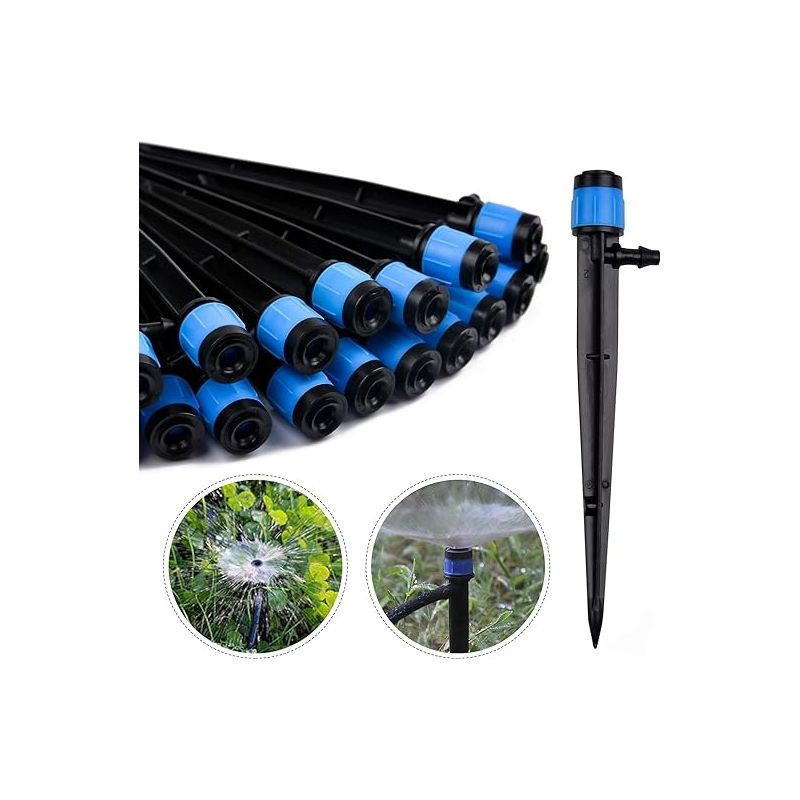 100 Bewässerungstropfer (blau), Um 360 Grad Verstellbare Mikrosprinkler, Geeignet Für 1/4" (4-6 Mm) Bewässerung