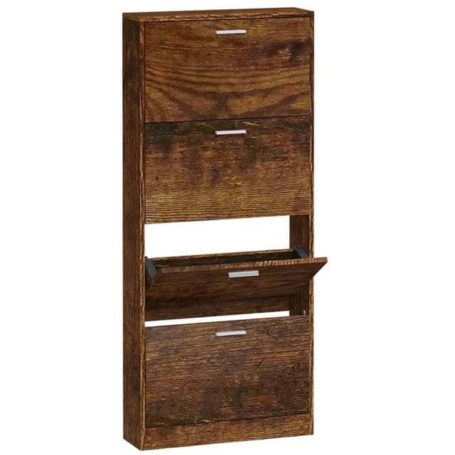 vidaXL Schuhschrank Räuchereiche 59x17x150 cm Holzwerkstoff 342523
