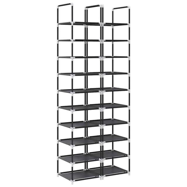 vidaXL Schuhregale 2 Stk 10 Ebenen Schwarz 33x33x174 cm Vliesstoff 4100616