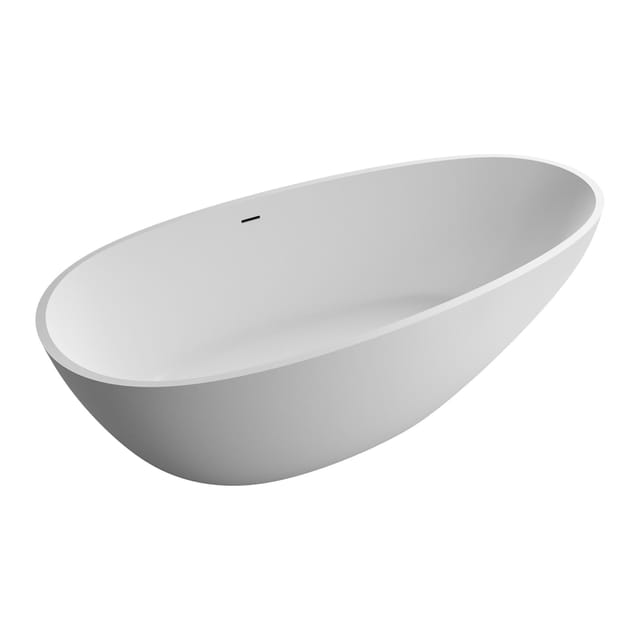 Bernstein Freistehende Badewanne VELA Mineralguss Solid Stone Weiß Matt 170x86