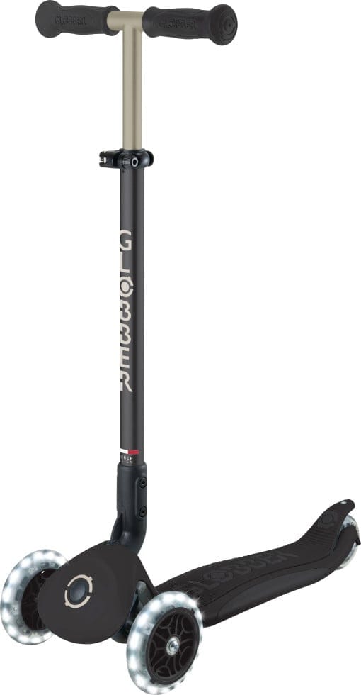 Globber Go-Up Deluxe Lights 3 in 1 Dreirad 120/80 mm ABEC 9 3-Rädrig Höhenverstellbar LED-Leuchtrollen Schwarz