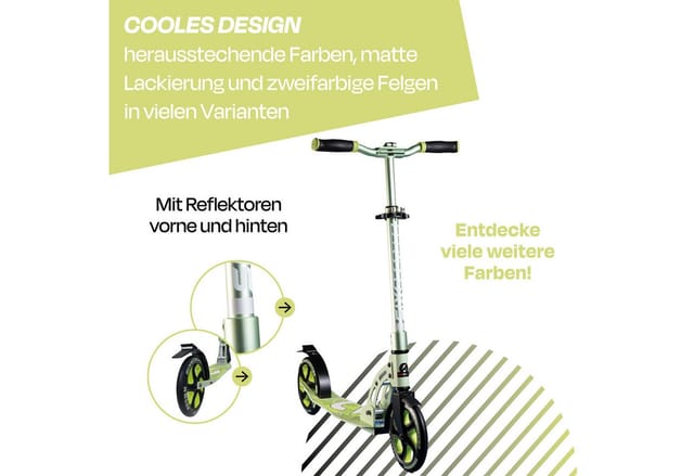 Six Degrees Aluminium Scooter mit Klappmechanismus und Ständer 205 mm Höhenverstellbar Lime Dream Testsieger