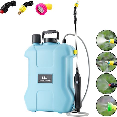 Elektrische Gartenspritze Mit Großem Fassungsvermögen (15 Liter), Hochdruck-schulterspritze Mit Teleskopstange Und 3 Düsen