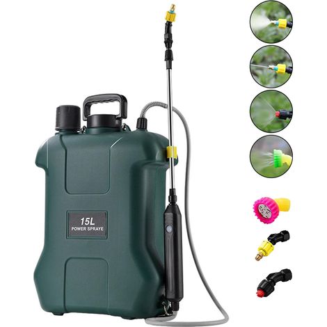 Elektrisches Sprühgerät Mit Großem Fassungsvermögen (15 Liter), Hochdruck-schultersprühgerät, Akkubetrieben, Mit Teleskopstange Und 3 Düsen