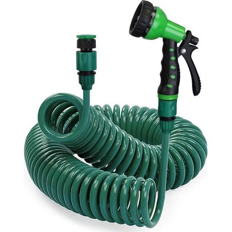 Dehnbarer Spiral-gartenschlauch, 7,5 M Langer Flexibler Eva-gartenschlauch Mit 3/4"- Und 1/2"-adapter Und Multifunktions-spritzpistole