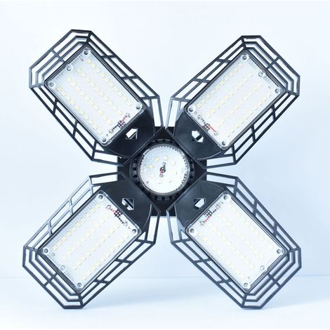 Weiße Led-garagenleuchte Mit 4 Flexiblen Paneelen, Garagendeckenleuchte Für Keller, E27 Für Garage, Lagerhalle, Werkstatt, Keller