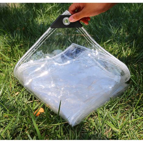 Wasserdichte, Transparente Pvc-plane Mit Verstärkten Ösen, Wind- Und Regenbeständig, Ideal Für Markisen Und Balkone (2 M × 2 M)