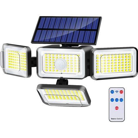 288 Led-solarleuchten Für Den Außenbereich, Wasserdicht, Mit Bewegungsmelder Und Fernbedienung, 4 Solarstrahler Für Garten, Terrasse Und Hof