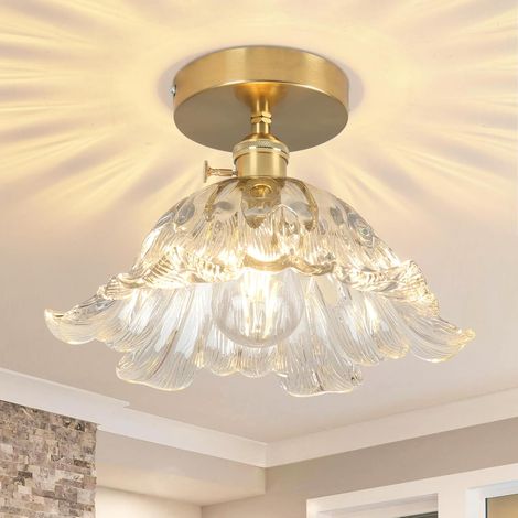 Halbeinbau-deckenleuchte E27 Mit 4-w-led (warmweiß) – Retro-wandleuchte Mit Floralem Glasdesign, 20 X 15 Cm – Für Flur, Küche, Esszimmer