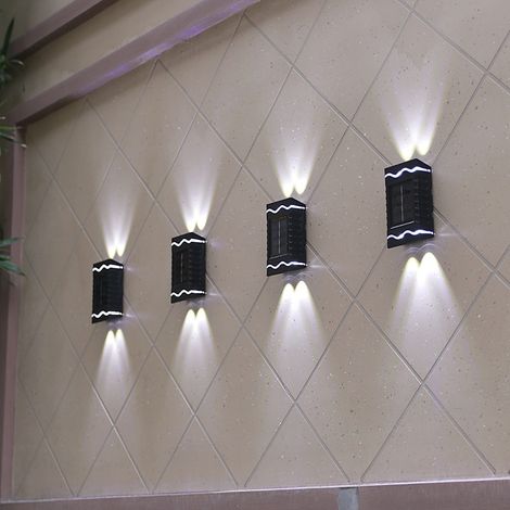 Set Mit 4 Solar-wandleuchten Mit Je 4 Leds, Wasserdichte Außenbeleuchtung, Direkte Und Indirekte Beleuchtung, Gartendekoration, Kaltweiß