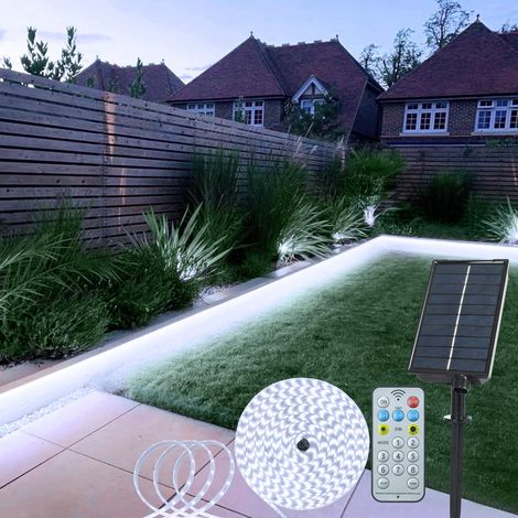 15 M/50 Ft Solar-led-streifenleuchte Für Den Außenbereich, Ip65 Wasserdicht, Mit Timer, 8 Beleuchtungsmodi, Für Gehwege, Terrassen Und Innenhöfe (weißes Licht)