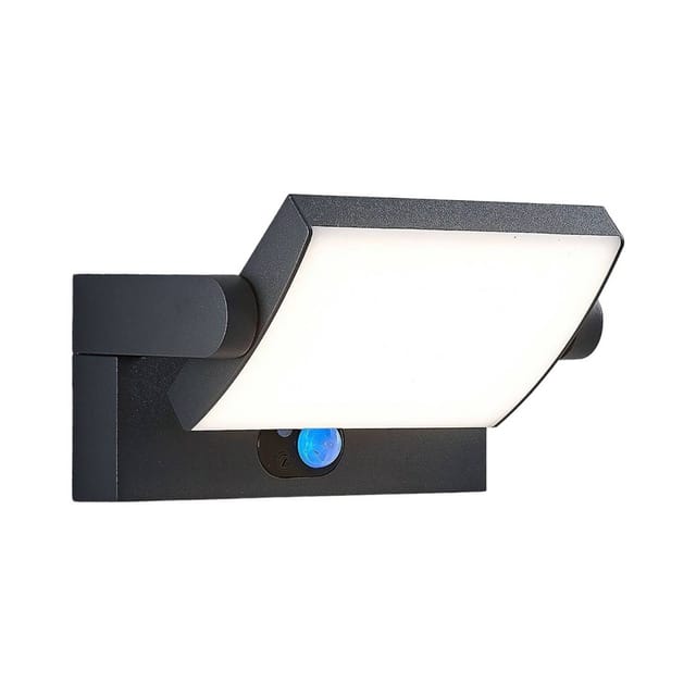 Lindby LED Solarleuchte Außen Sherin 9932022 mit Bewegungsmelder Spritzwassergeschützt Modern in Schwarz aus Aluminium 1-flammig