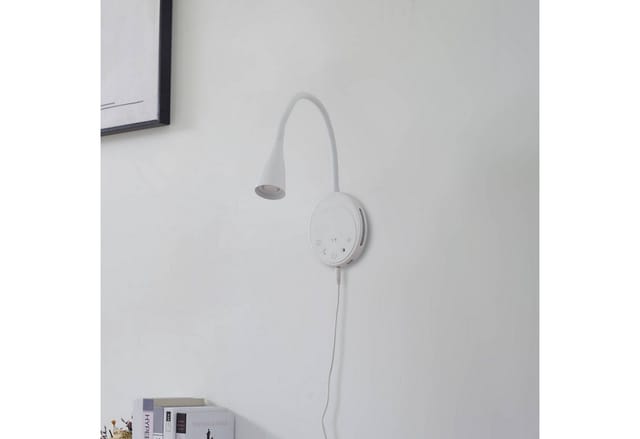 Lindby LED Wandleuchte Wandlampe Innen Zayna 10031246mit USB Anschluss Dimmbar Modern in Weiß aus Aluminium 1-flammig Wohnzimmerleuchte