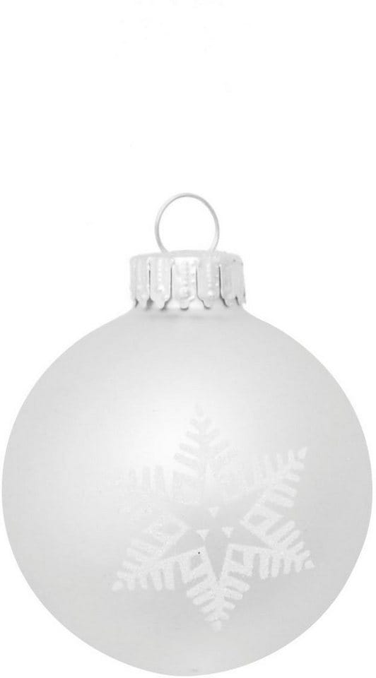 Krebs Glas Lauscha Weihnachtskugeln Sortiment Schneeflocke Silberfarbig 8cm