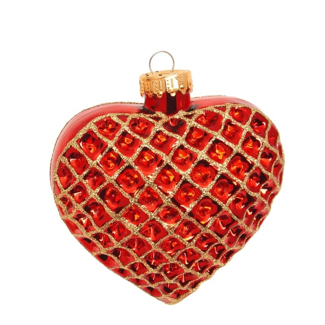 Krebs Glas Lauscha Baumschmuck Waffelherz Rot 9cm