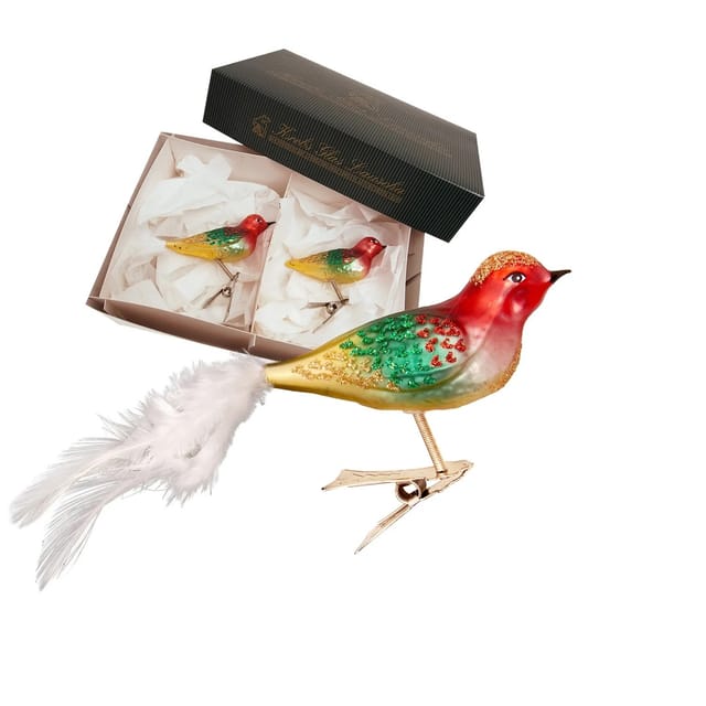 Krebs Glas Lauscha Baumschmuck Vogelset Mehrfarbig 8cm