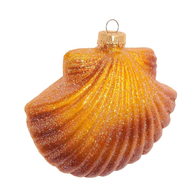 Krebs Glas Lauscha Baumschmuck Jakobsmuschel Goldfarbig 9cm