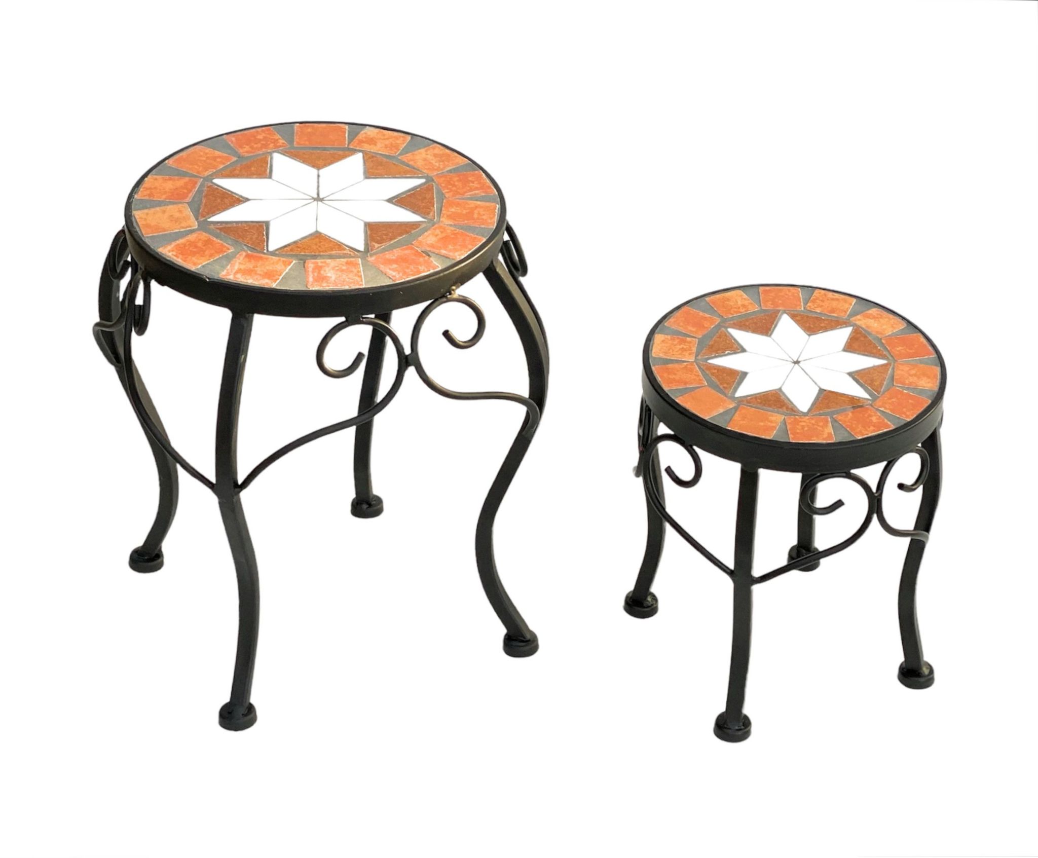 Dandibo - Blumenhocker Mosaik Rund 2er Set 20 Und 27 Cm Blumenständer 12014 Beistelltisch Pflanzenständer Mosaiktisch Klein