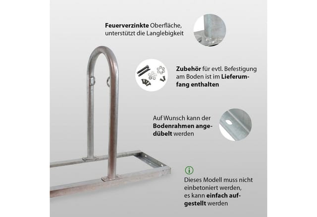 TRUTZHOLM Fahrradanlehnbügel 90 x 84 cm Stahl Typ U