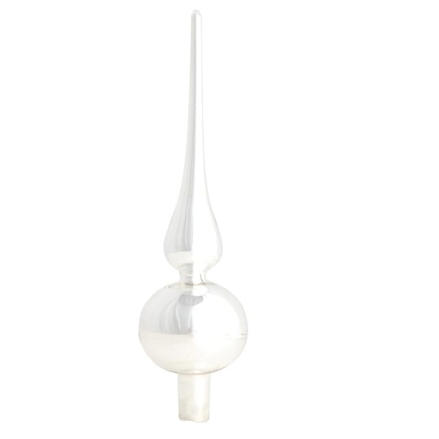 Krebs Glas Lauscha Baumspitze Uni-Design Glanz Silberfarbig 23cm