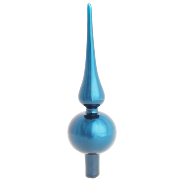 Krebs Glas Lauscha Baumspitze Uni-Design Glanz Blau 23cm