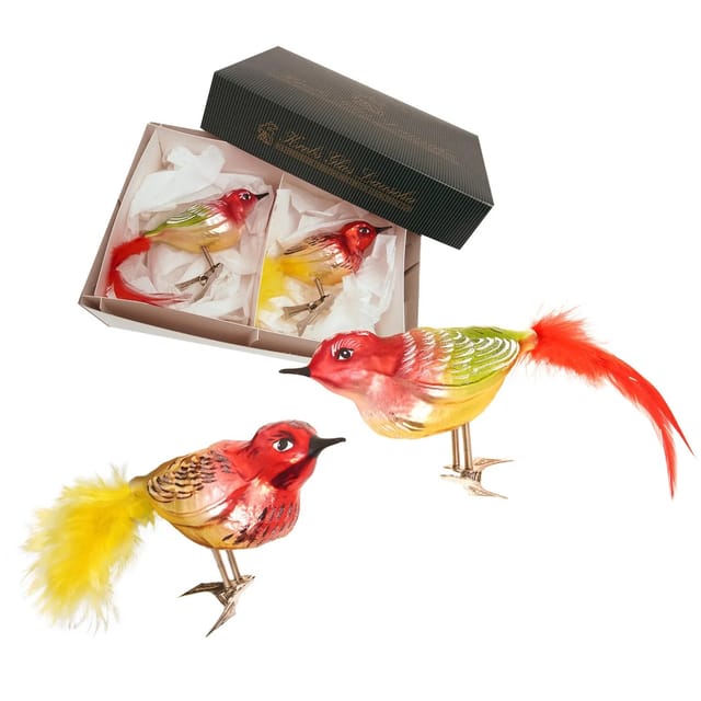 Krebs Glas Lauscha Baumschmuck Vogelset Mehrfarbig 10cm