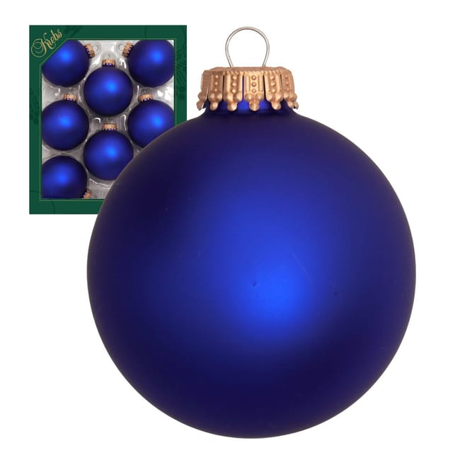 Krebs Glas Lauscha Weihnachtskugeln Viktoriablau Matt Uni 8er-Set 7cm