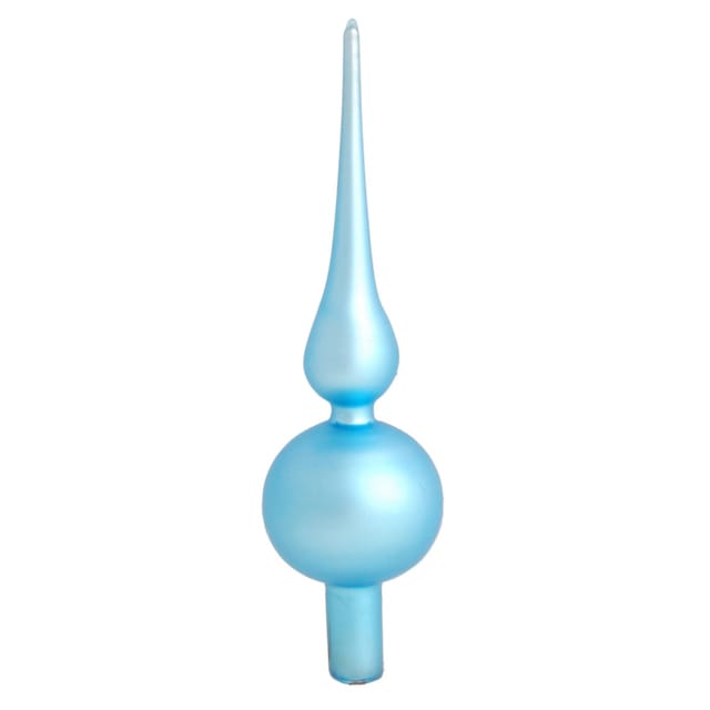 Krebs Glas Lauscha Baumspitze Uni-Design Matt Blau 23cm
