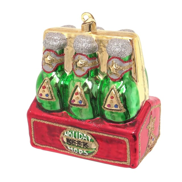 Krebs Glas Lauscha Baumschmuck Six-Pack-Bier Mehrfarbig 10cm