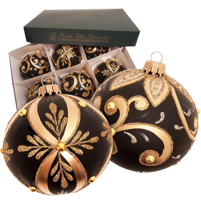 Krebs Glas Lauscha Weihnachtskugeln Black Christmas Schwarz 8cm