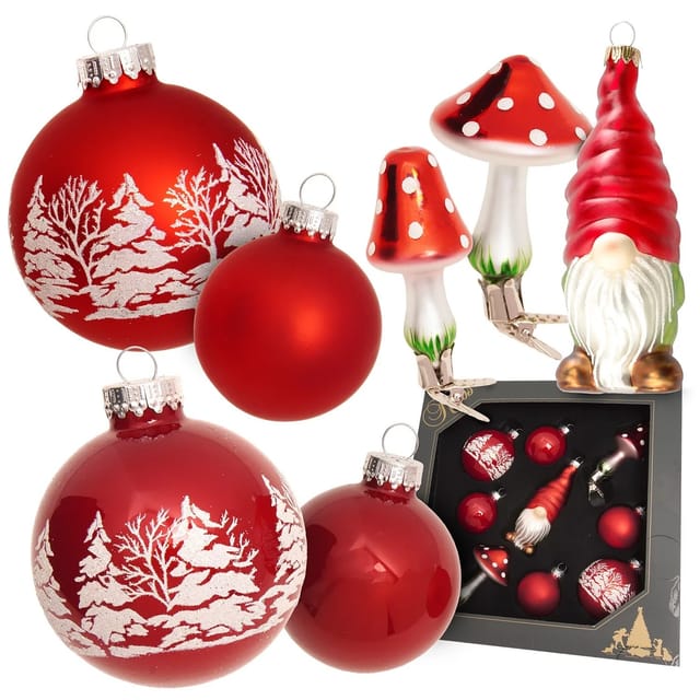 Krebs Glas Lauscha Baumschmuck Sortiment Skandinavien Rot 10cm