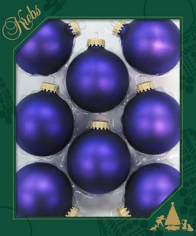 Krebs Glas Lauscha Weihnachtskugeln Lila Matt Uni 8er-Set 7cm