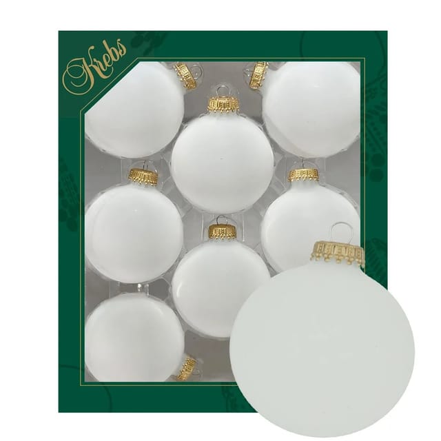 Krebs Glas Lauscha Weihnachtskugeln Frost Uni Goldkappe 8er-Set 7cm