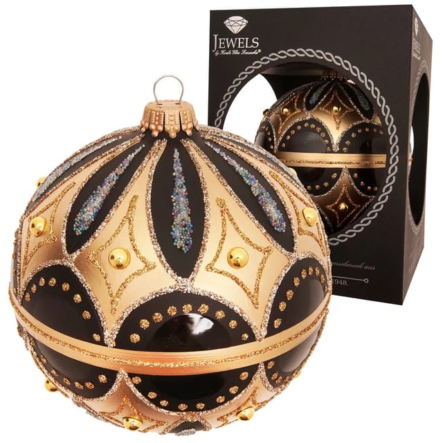Krebs Glas Lauscha Weihnachtskugel Stil Byzantin Schwarz 10cm