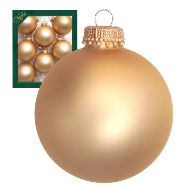 Krebs Glas Lauscha Weihnachtsornamente Gold Matt Uni 8er Set 7cm