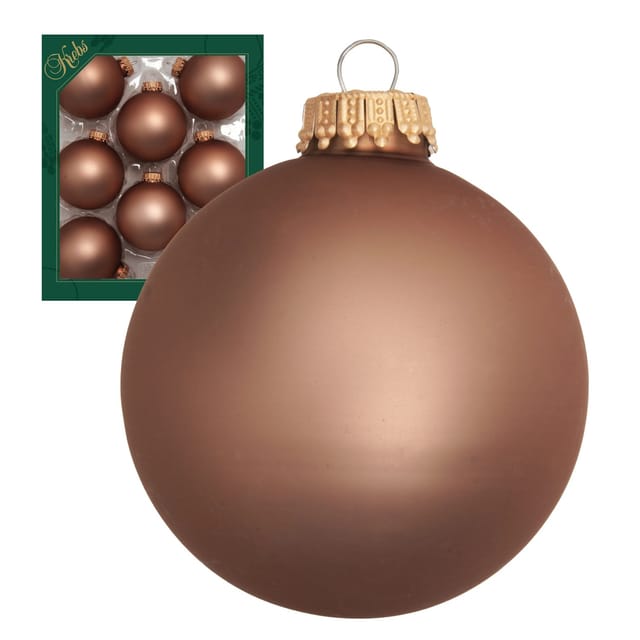 Krebs Glas Lauscha Weihnachtskugeln Cappucchino Matt Uni 8er-Set 7cm