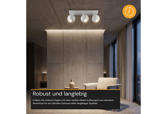 ENOVALITE Deckenspot 3-Flammig Aufbauspot GU10 Schwenkbar LED Deckenleuchte Wohnzimmerbeleuchtung Aluminium Weiß
