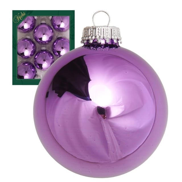 Krebs Glas Lauscha Weihnachtskugeln Voilett Glanz Uni 8er-Set 7cm