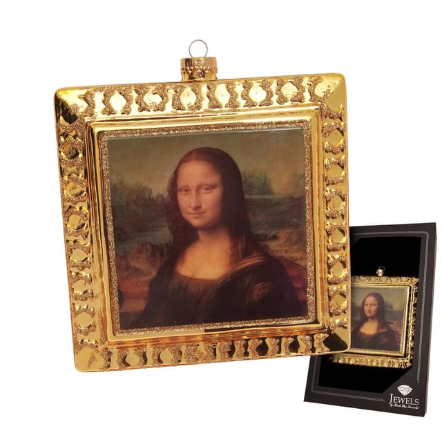 Krebs Glas Lauscha Baumschmuck Mona Lisa Kunstwerk Goldfarbig 12cm