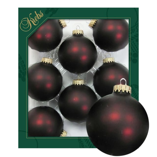 Krebs Glas Lauscha Weihnachtskugeln Schokobraun Matt Uni 8er-Set 7cm