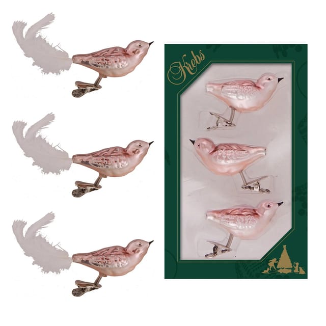 Krebs Glas Lauscha Baumschmuck Korallenvögel Rosa 9cm