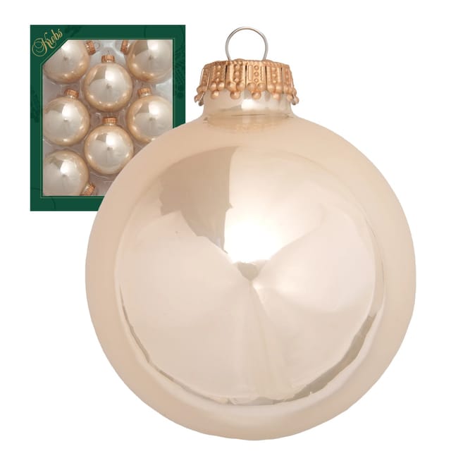 Krebs Glas Lauscha Weihnachtsornamente Elfenbein Glanz Uni 8er Set 7cm