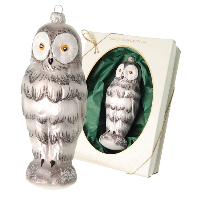 Krebs Glas Lauscha Baumschmuck Schnee-Eule Hedwig Weiß 17cm