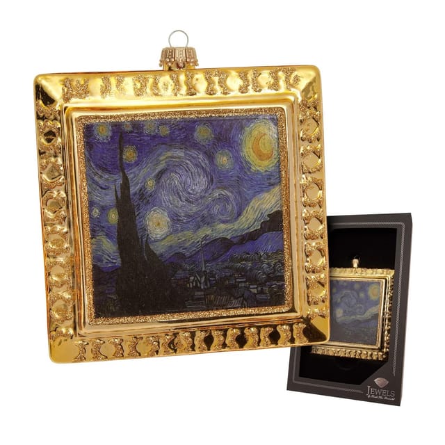 Krebs Glas Lauscha Baumschmuck Sternennacht Kunstwerk Goldfarbig 12cm